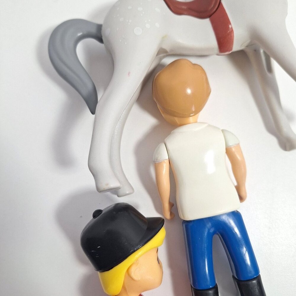 Little Tikes Horse 2 Riders Boy Figure Jockey Gray Dapple Pony Vintage Lot - Picture 10 of 13